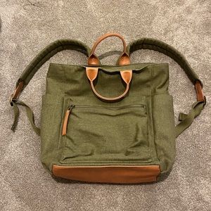 Universal Thread Army Green Canvas and Leather Back Pack — hardly used!